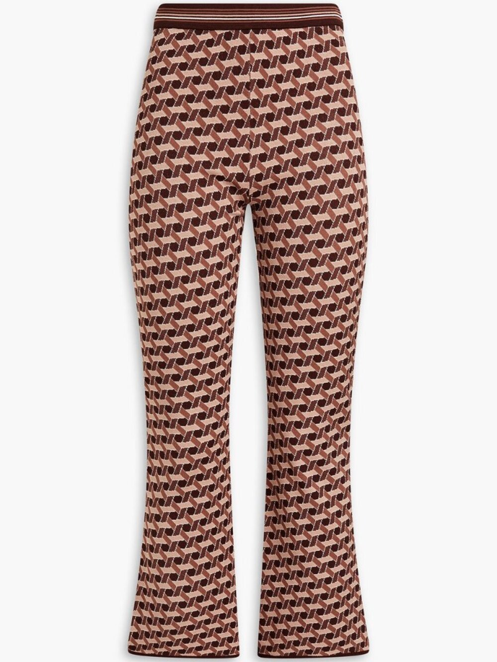 Diane Von Furstenberg Pink and Brown Geometric Cropped Knit Pants